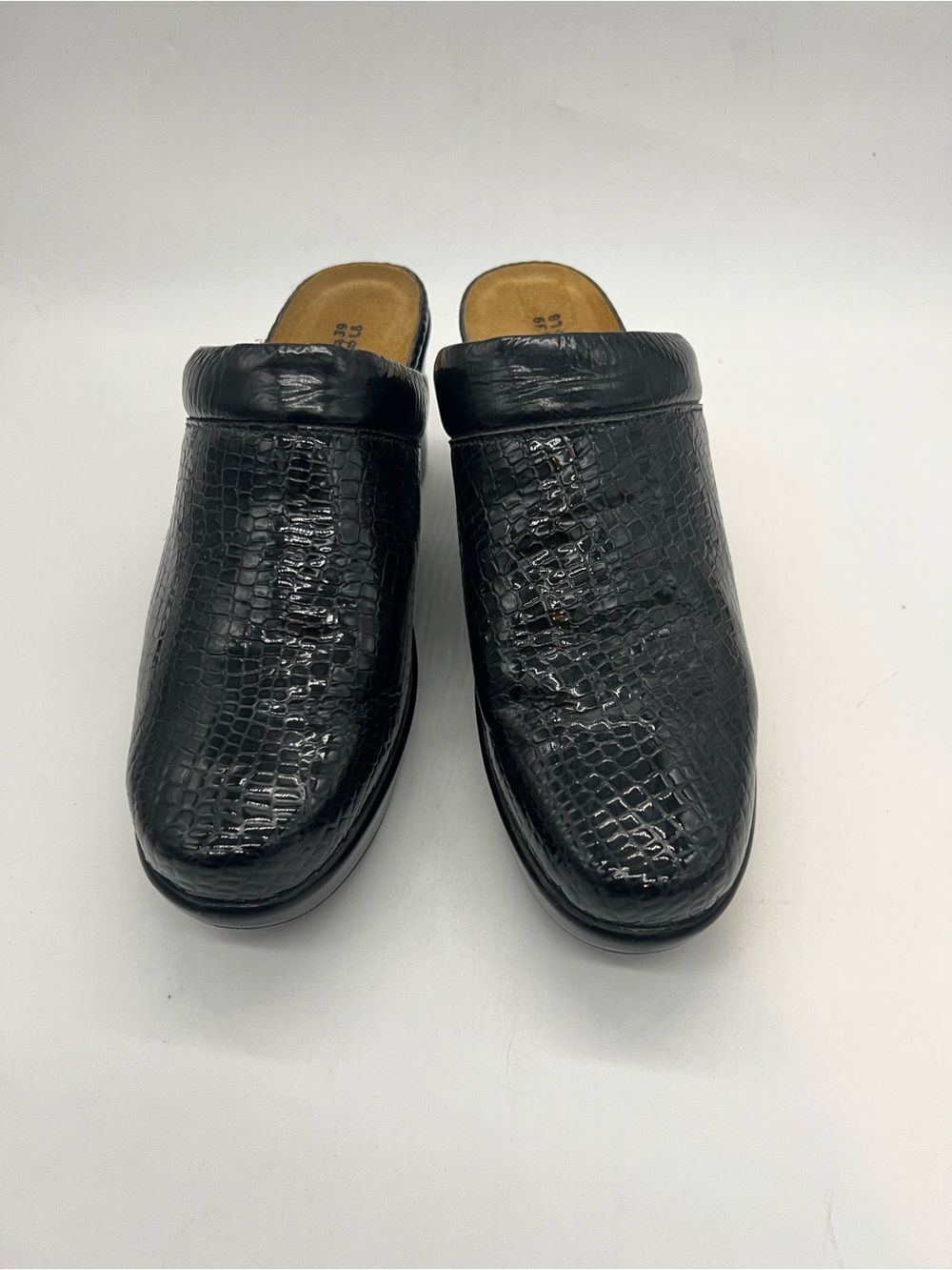 Naot Black Textured Leather Slip-On Clogs